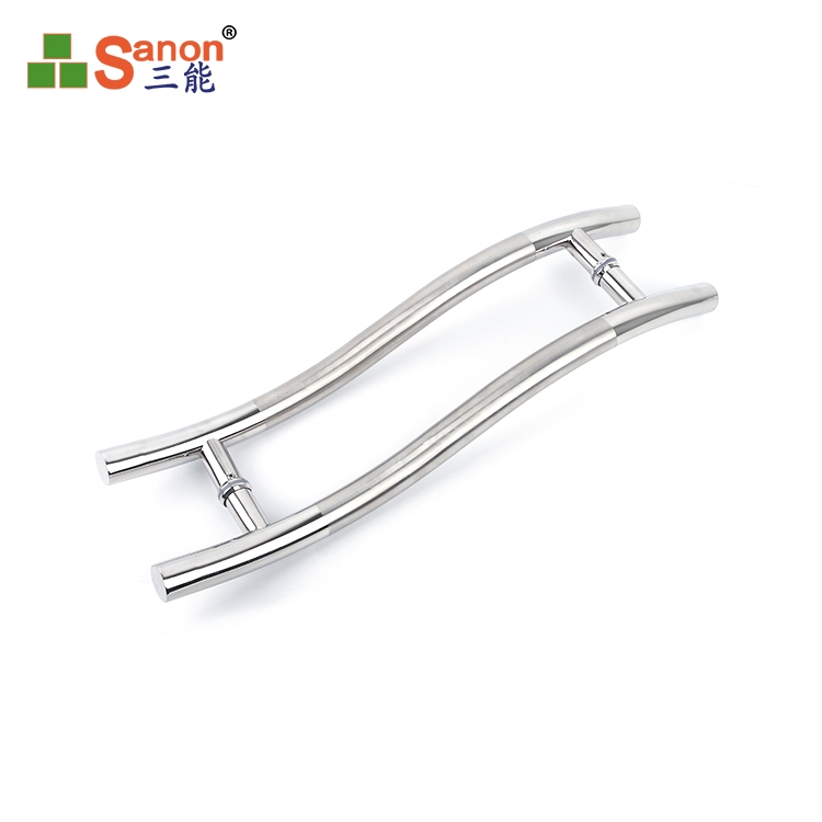 不鏽鋼門把手 浴室門S型拉手淋浴房半月型把手辦公門把手弧形拉手