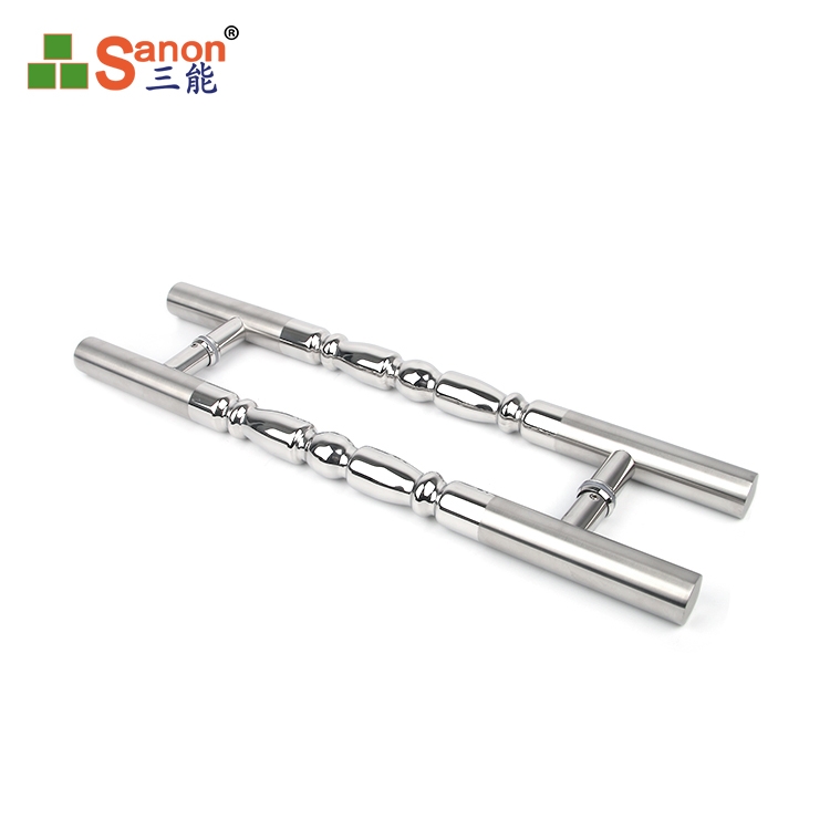 H型花紋玻璃門拉手304不鏽鋼材質不鏽鋼玻璃大門把手辦公室把手