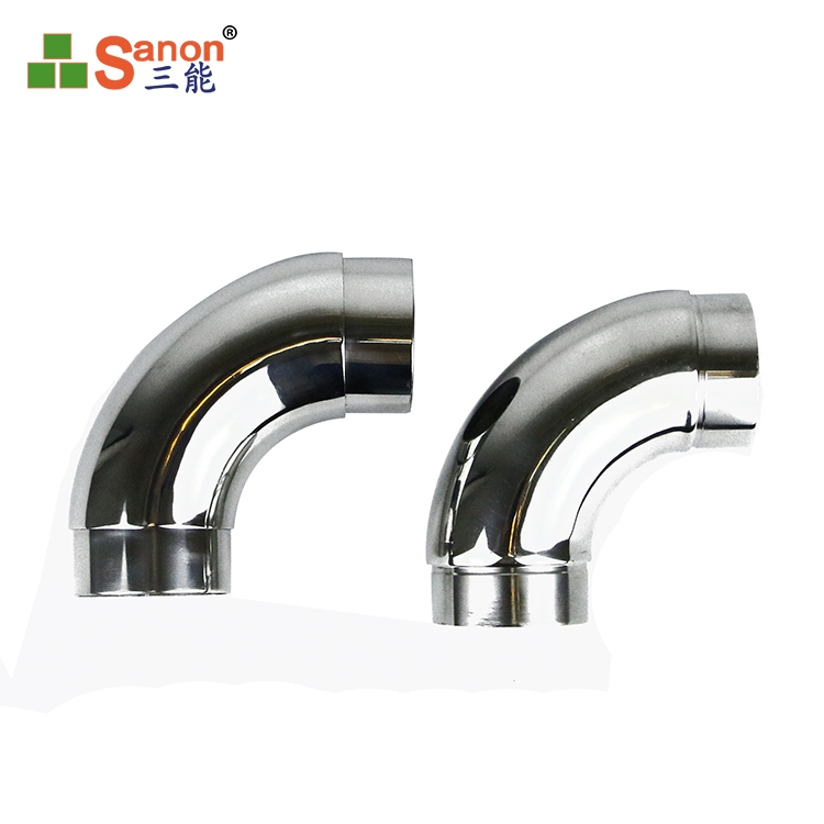 直銷不鏽鋼樓梯扶手管 不鏽鋼扶手彎頭 加厚 鏡麵拋光配件 90度彎拐可用